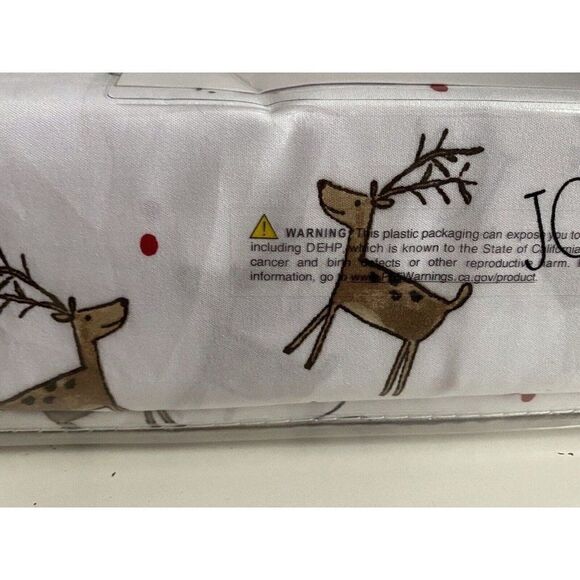 Rae Dunn JOY Reindeer Christmas Holiday Soft Queen Size Sheet Set 4 Piece NEW - Picture 5 of 14